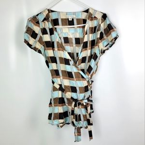 Banana Republic 100% Silk Wrap Blouse Sz Medium